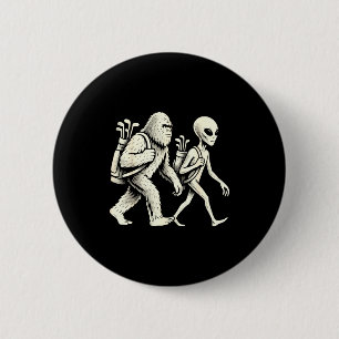 Funny Golf Bigfoot Sasquatch Alien Ufo Golfer  2 Inch Round Button