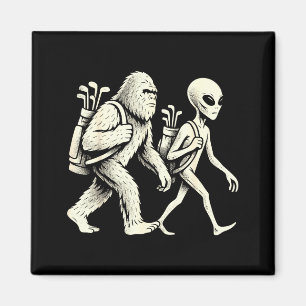 Funny Golf Bigfoot Sasquatch Alien Ufo Golfer Magnet