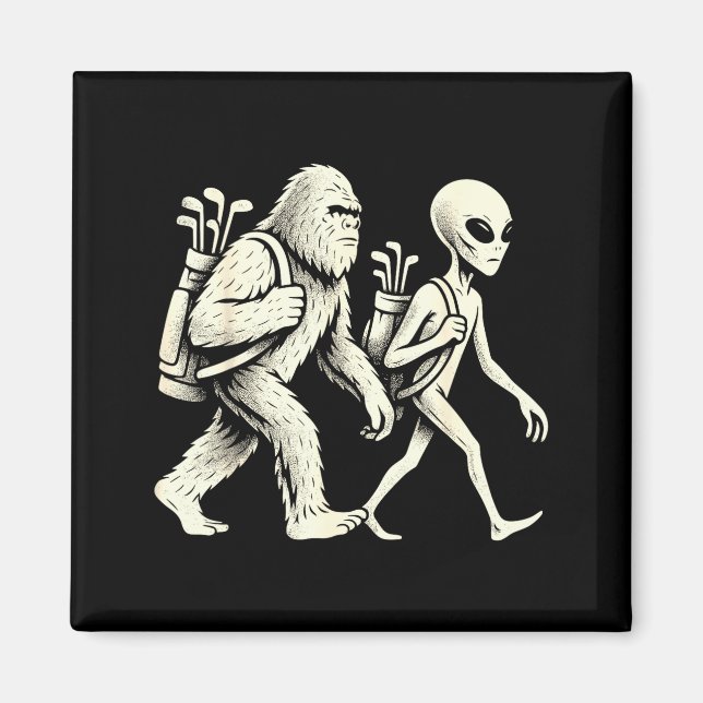 Funny Golf Bigfoot Sasquatch Alien Ufo Golfer  Magnet (Front)