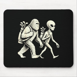 Funny Golf Bigfoot Sasquatch Alien Ufo Golfer Mouse Pad