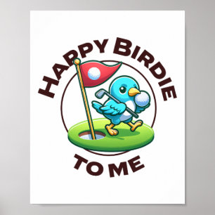 Funny Golf Birthday Happy Birdie Golfer Kids Boys  Poster