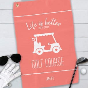 Funny Golf Cart Life Is Better Coral Gift Modern Towel