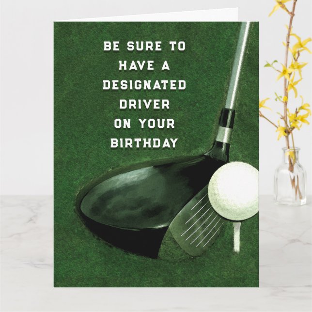 Funny Golf Carte d'anniversaire (Fleur jaune)