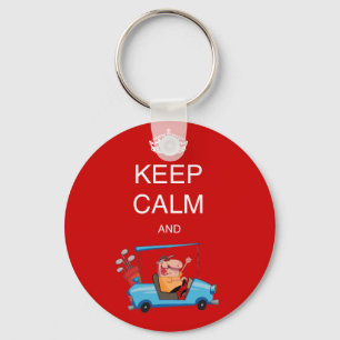 Funny GOLF. Cartoon keep calm playa golf gf Keychain