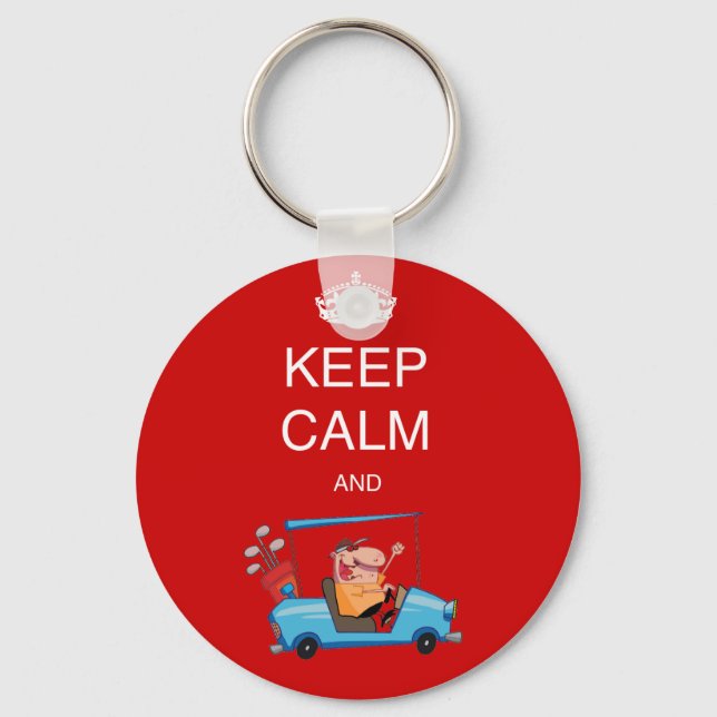 Funny GOLF. Cartoon keep calm playa golf gf Keychain (Front)