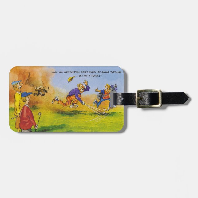 Funny golf chase luggage tag (Front Horizontal)