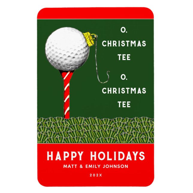 Funny Golf Christmas Card Magnet (Vertical)