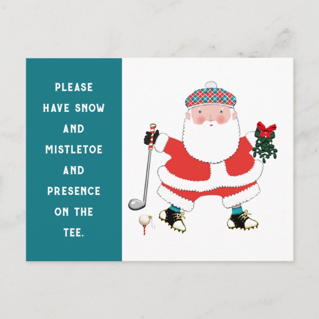 Funny Golf Christmas Holiday Carte postale (Devant)