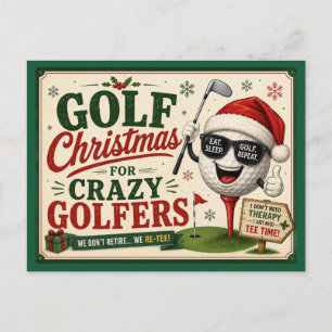 Funny Golf Christmas Saying for Golfers Holiday Postcard