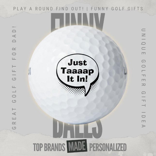 Funny Golf Dad Scramble Pop Art Comic Bubble HG2 Balls (Custom Funny Golf Ball Gifts for Business From Play A Round Find Out, "Just Taaaap It In!")