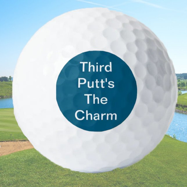 Funny Golf Gift Joke Third Putt's The Charm Blue Golf Balls (Creator Uploaded)