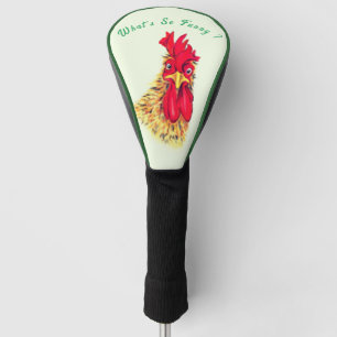 Funny Golf Head Cover Surprised Rooster Your Text