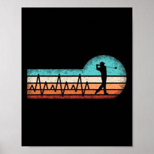 Funny Golf Heartbeat Retro Golf Lover Golfer Men Poster