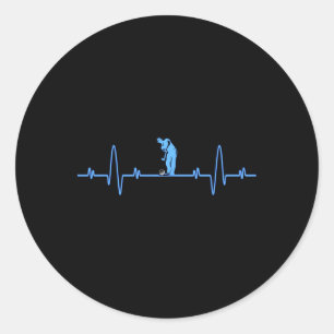 Funny Golf Heartbeat Shirt - Golfers Men Women Gif Classic Round Sticker