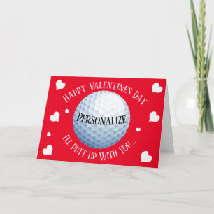Funny Golf I'll Putt Up With You Valentines Holiday Card