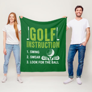 Funny Golf instruction word art Fleece Blanket