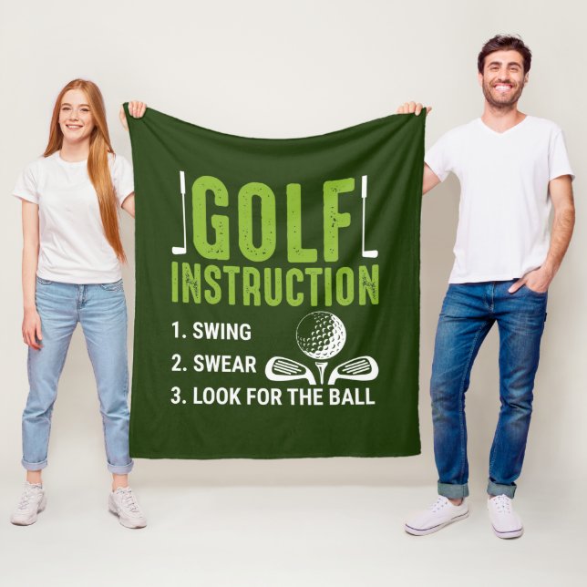 funny Golf instructions word art Fleece Blanket (In Situ)