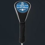 Funny Golf My Drinking Club Golfer Golf Head Cover<br><div class="desc">Here is the perfect golf club cover for those that enjoy drinking and playing golf.  Funny golf joke "My drinking club has a golfing problem". Design features a frothy beer mug and a white golf ball. Blue and black stripe background. Great golf gift.</div>