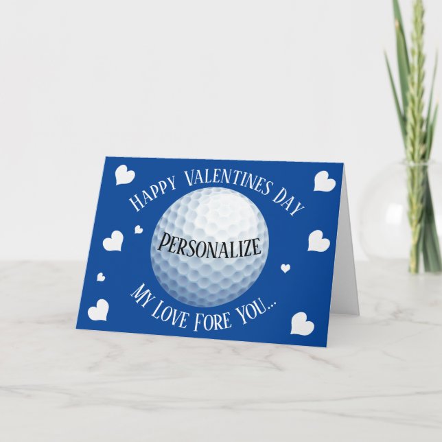 Funny Golf My Love Fore You Valentines Holiday Card (Front)