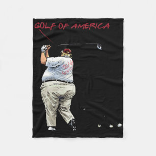 Funny Golf Of America Donald Trump Mexico Golfing Fleece Blanket