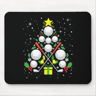 Funny Golf Player Xmas Lights Golf Christmas Tree Mouse Pad