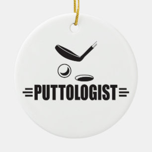 Funny Golf, Putting Ceramic Ornament