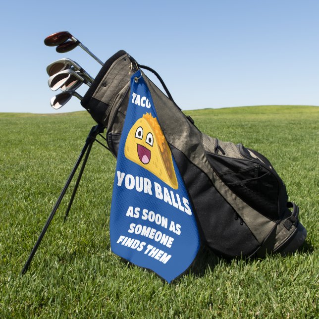 Funny golf quote: Let's Taco 'About Your Balls Towel (Green)