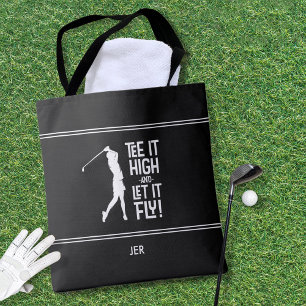Funny Golf Saying Modern Black White Tote Bag