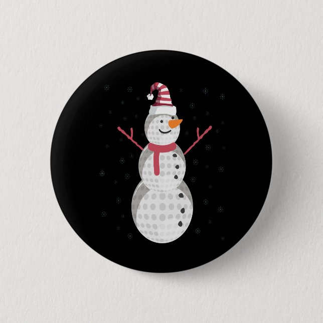 Funny Golf Snowman Christmas New Year Gift 2 Inch Round Button (Front)