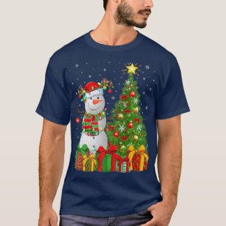 Funny Golf Snowman Xmas Lights Golf Christmas  T-Shirt