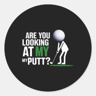 Funny Golf Stick Figure Looking At My Putt Classic Round Sticker
