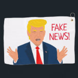 Funny golf towel gift with Donald Trump cartoon<br><div class="desc">Funny golf towel gift with Donald Trump cartoon. Personalized presents for him or her. Humourous golfing gifts for men and women. Fun Christmas or Birthday gift ideas for golfer, husband, dad, father, friend, co worker, boss, colleague, coach, instructor, trainer, teacher, grandpa, retired person, golf lover, republican etc. Add your own...</div>