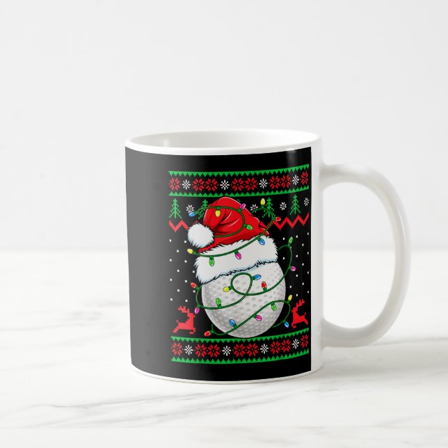 Funny Golf Ugly Christmas Sweater Womens Mens Golf Coffee Mug (Right)