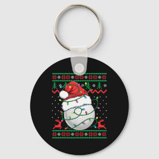 Funny Golf Ugly Christmas Sweater Womens Mens Golf Keychain