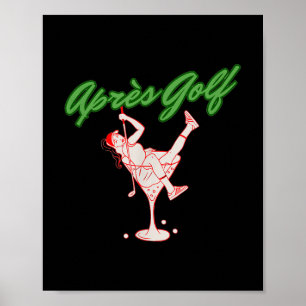 Funny Golfer Apres Golf Retro Girl Golfer In Marti Poster
