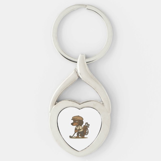 Funny Golfer Gift � Dachshund on the Tee Keychain (Front)