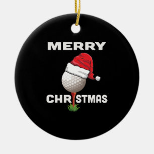 Funny Golfer Holiday Golf Ball Christmas Golfing Ceramic Ornament