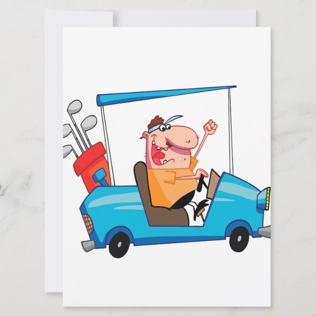 funny golfer in golf cart (Front)