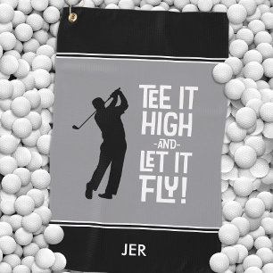 Funny Golfer Quote Custom Grey Black  Golf Towel