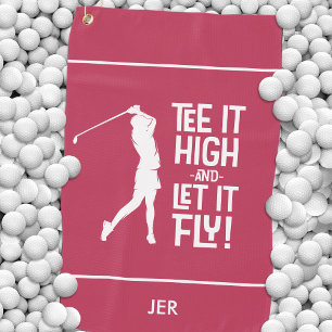 Funny Golfer Quote Custom Magenta Red Women’s Golf Towel