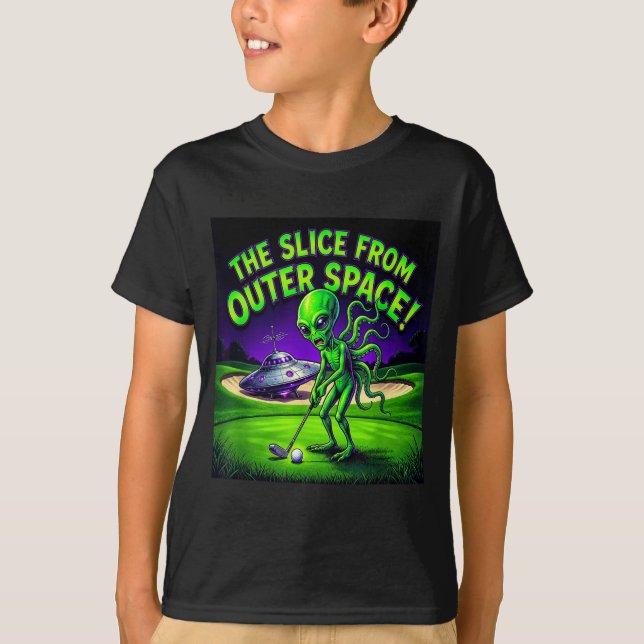 Funny golfing alien the slice from outer space T-Shirt (Front)
