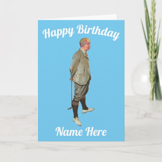funny golfing cat Birthday Card (Front)