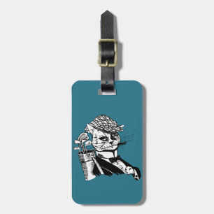 funny golfing cat luggage tag