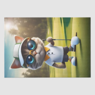Funny Golfing Cat Playing Golf, Tissue Paper