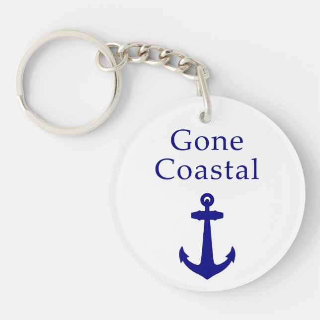 Funny Gone Coastal Nautical Blue Anchor Keychain (Front)