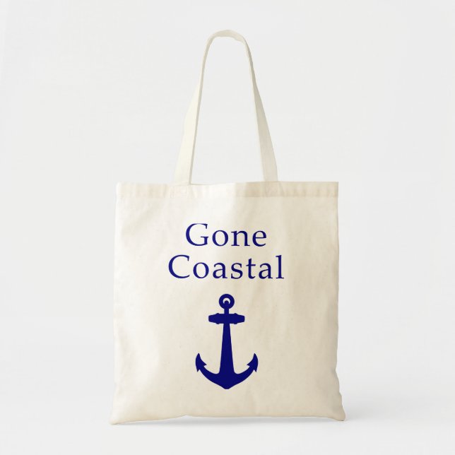 Funny Gone Coastal Nautical Blue Anchor Tote Bag (Front)