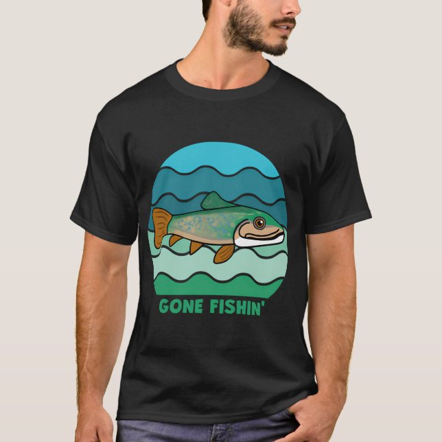 Funny Gone Fishing Trout T-Shirt (Front)