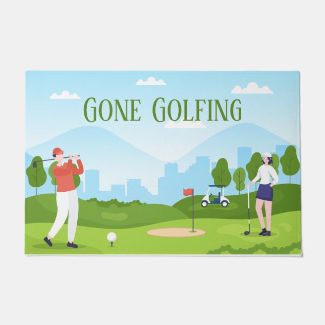 funny gone golfing lovers add text doormat (Front)