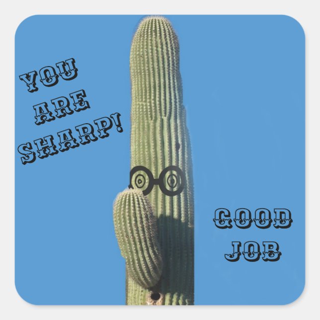 Funny Good Job Cactus Humourous Arizona Great Job Square Sticker (Front)