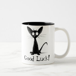 Funny Good Luck Black Cat Two-Tone Coffee Mug